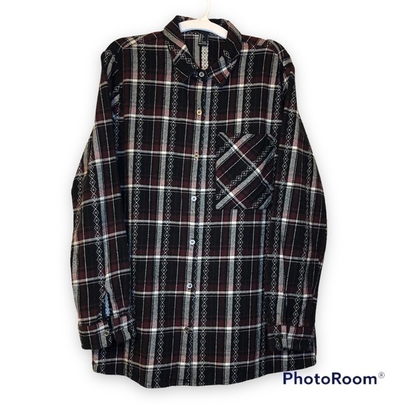 FOREVER 21 Womens Plaid Button Down Cotton Blouse Size Large - Picture 1 of 8